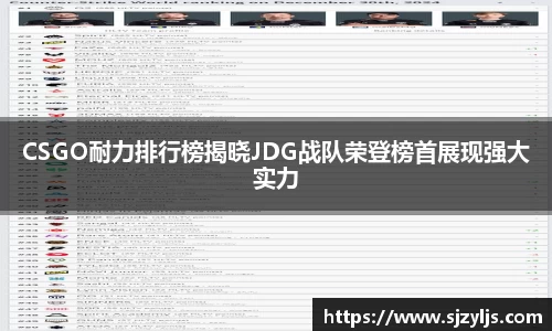 CSGO耐力排行榜揭晓JDG战队荣登榜首展现强大实力